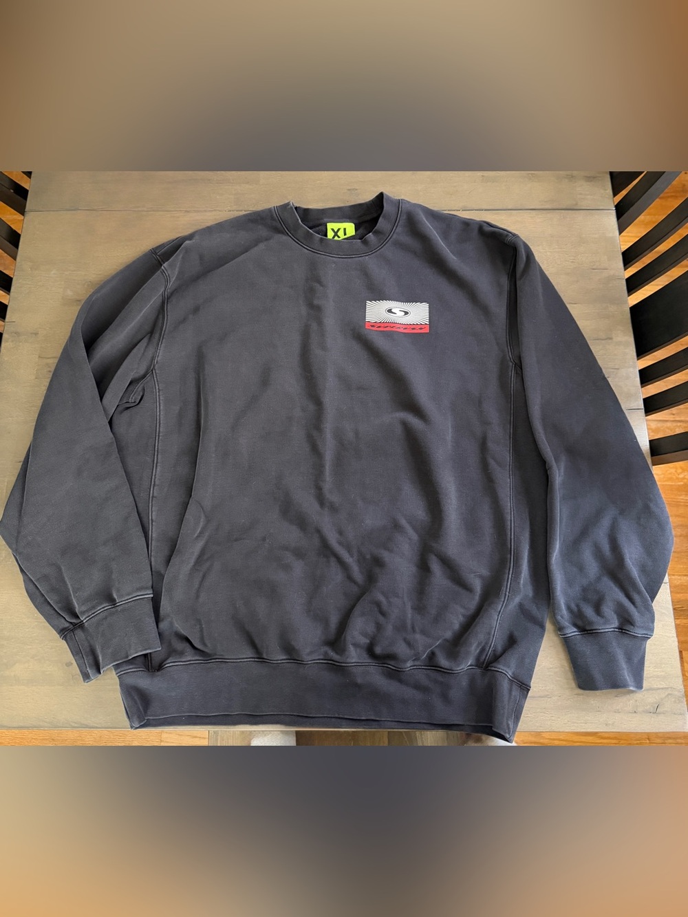 Supervsn Vibrate Higher Logo Graphic Black Fleece Crewneck Sweatshirt XL